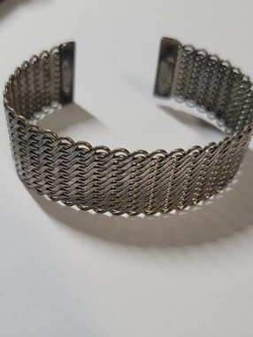 Silver Tone Mesh Cuff Bracelet